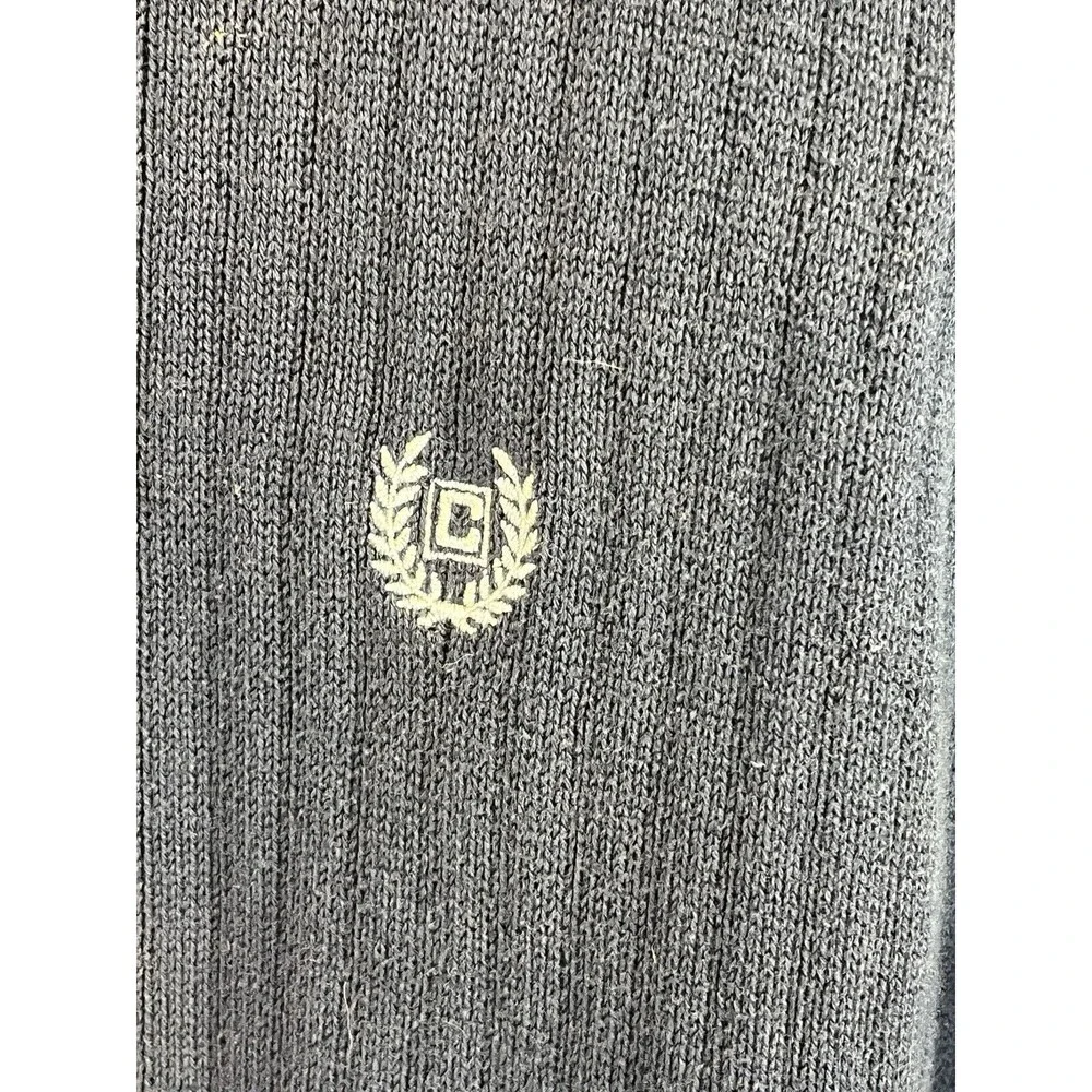 Chaps Logo Mens V Neck Sweater Vest‎ Large Navy Blue Cotton Ribbed Hem Pullover - Picture 3 of 6